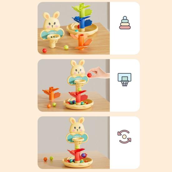 Детская игрушка-трек для запуска шариков 4/6 слоев, мультяшный кролик, башня с перекатывающимися шариками, координация рук и глаз, для малышей, мальчиков, девочек, игра с запуском шариков по мраморному треку