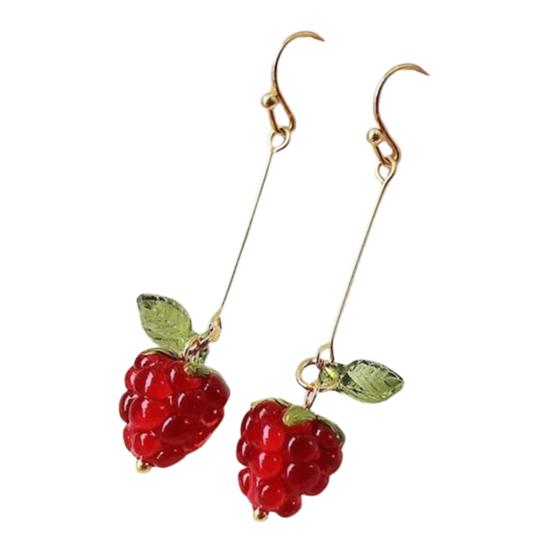1 пара женских сережек с искусственным кристаллом малины, серьги-кисточки с фруктами, серьги-крючки для выпускного вечера, вечеринки, свидания, украшения для ушей