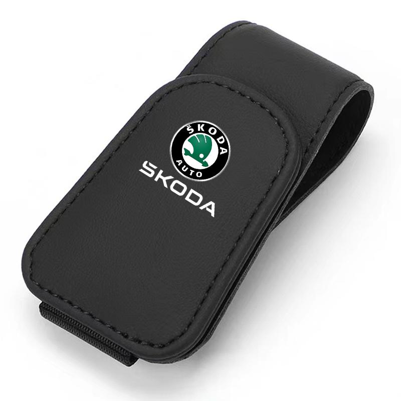 AEC1 Automotive Glasses Storage Clip Visor Sunglasses holder For Skoda Enyaq A7 Octavia Kodiaq Fabia Superb Rapid Kamiq Karoq
