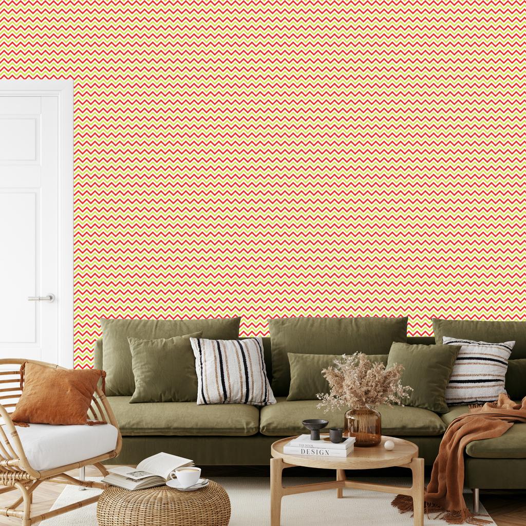 Zigzag Cream and Peach Wallpaper for Living Room and Bedroom 50x1000