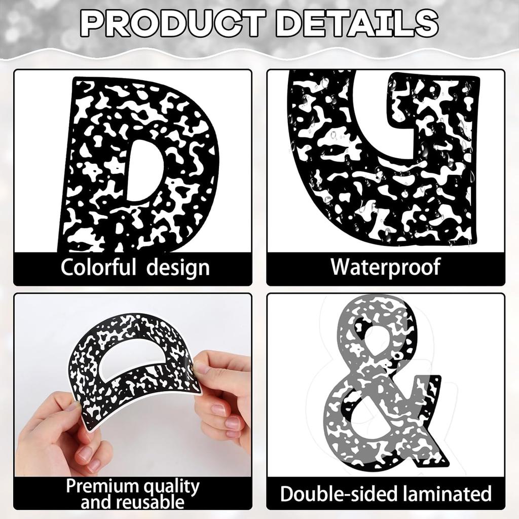 150Pcs Composition Bulletin Board Letters Composition Themed Classroom Decor Alphabet Combo Set Alphabets Numbers Symbols Paper Cutouts for Party