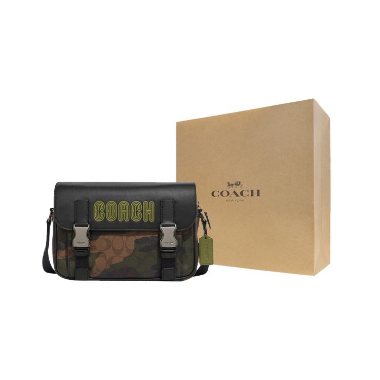 New COACH Track Cow Leather Patchwork Shoulder Bag Crossbody Bag Medium Size Men's Monogram Jasper Mix CC018-QBUOX