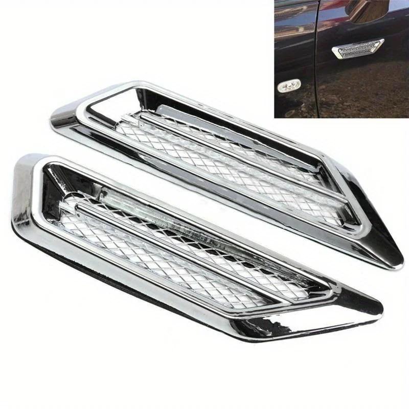 Universal 2Pcs Chrome Car SUV Air Flow Fender Side Vent Decoration Sticker Automotive General Decorative Tuyere Car Sticker
