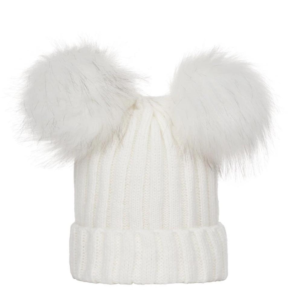 Solid Color Infant Beanie Plush Mother Kids Pullover Cap Cute Baby Knitted Hat  Winter Autumn