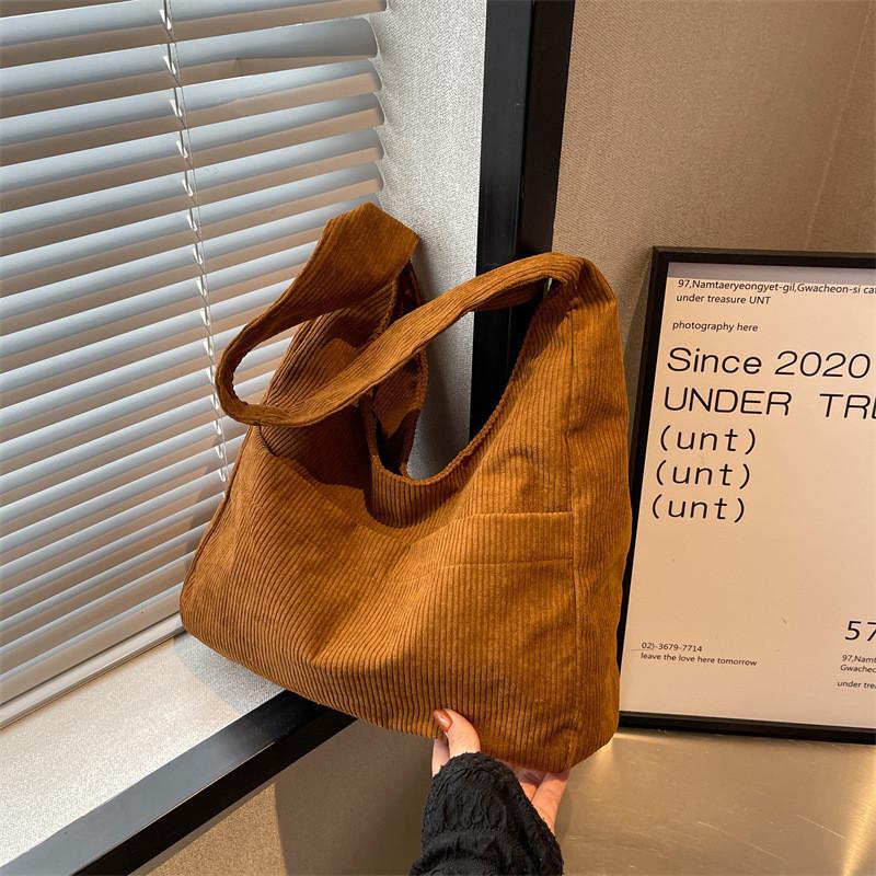Stylish Commuter Bag Autumn Winter 2022 New Korean Corduroy Tote Bag For Women