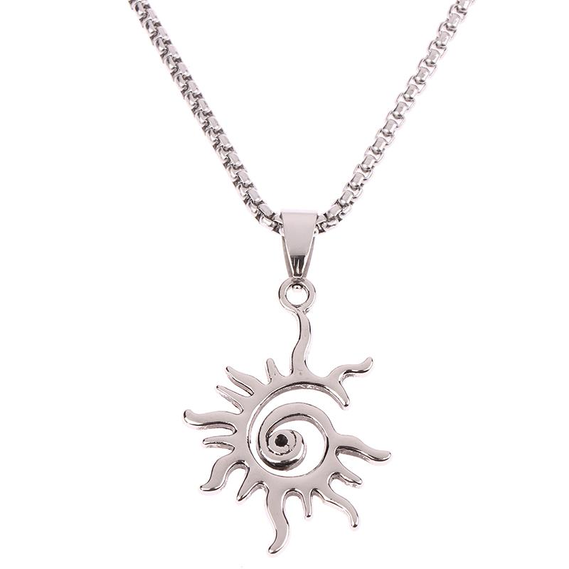 Creative Sun Flame Pendant Necklace Punk Hip Hop Retro Hipster Men'S Hollowed Out Titanium Steel Necklace Jewelry