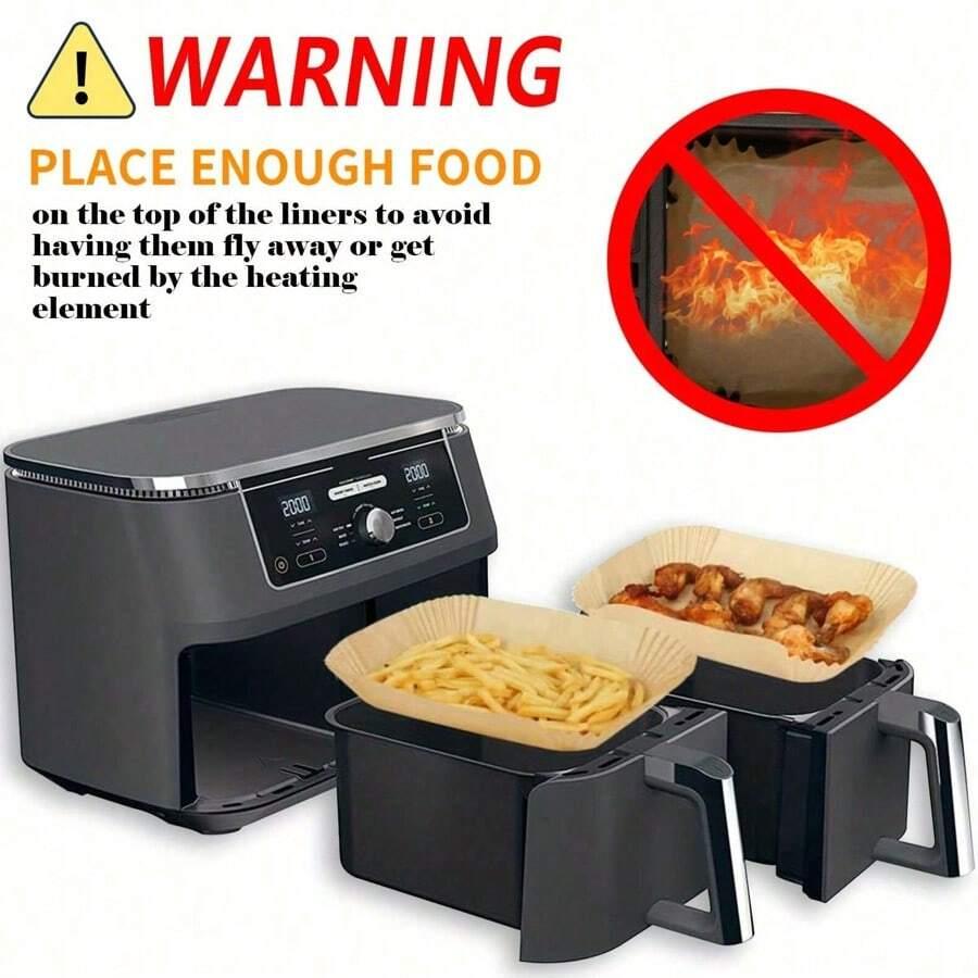 50-200pcs Large Rectangle Air Fryer Disposable Paper Liner Nonstick Airfryer Parchment Special Baking Paper Roasting Baking Mat