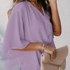 GMXIA Женские модные повседневные летние однотонные свободные блузки с рукавами 1/2 и v-образным вырезом и шифоновые рубашки