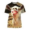 Plus Size 7XL Summer Digital Printed Cow Head Animal Pattern T-shirt Pullover Round Neck Men's Street Trendy Top
