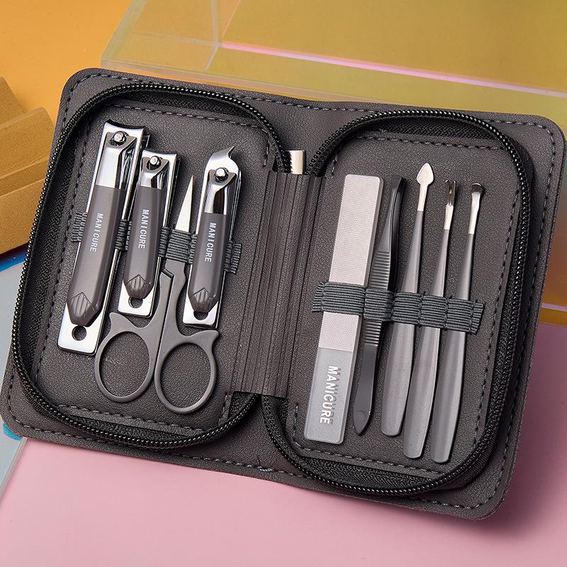 Portable Stainless Steel Manicure Set: Angled Nail Clippers, Pliers, Scissors