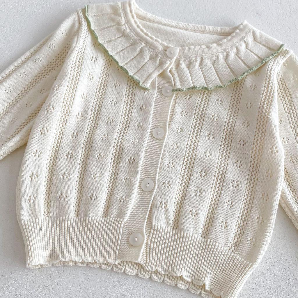 Детская одежда, милый детский вязаный свитер, летняя тонкая девочка, маленький снаружи, кардиган с кондиционером