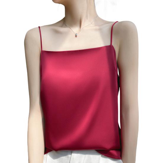 Summer Vest Sling Sleeveless Smooth Fabric Tank Tops Loose Fit Soft Elastic