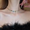 Vintage Teardrop Rhinestone Colorful Necklace: Retro High-End Clavicle Chain Court Style Choker for Women