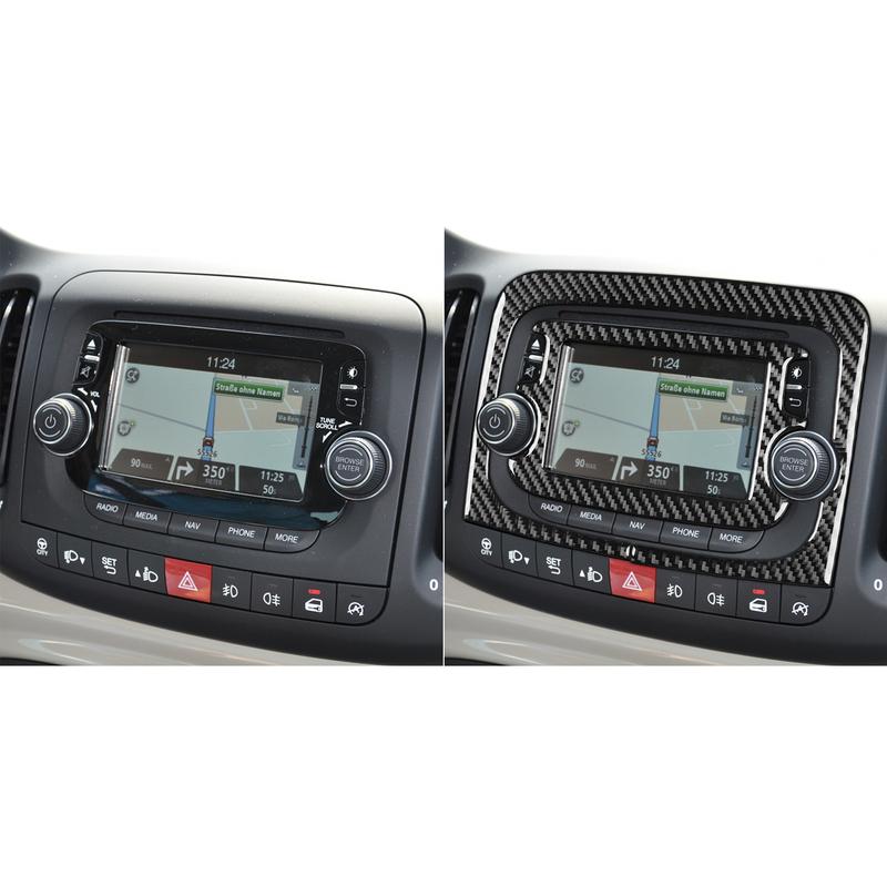 Carbon Fiber Car Accessories Center Console Radio CD Player Modified Interior Trim Soft Cover Sticker For Fiat 500L 2014-2017