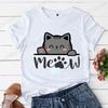 Новая Мода Женская Футболка Пуловер Корейская Версия Мультяшный Принт Группы Кошек Футболка Летняя Повседневная Футболка с Коротким Рукавом Парная Футболка