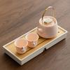 Raw ore powder mud, handmade flower jackpot, one pot and two cups, dry brewing Kung Fu tea set, small set, women's teapot, teacup