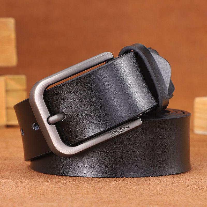 Jeerpink Men'S Leather Pin Buckle, Two-Layer Cowhide Casual Antique Young And Middle-Aged Belt Multi-Colored Belt