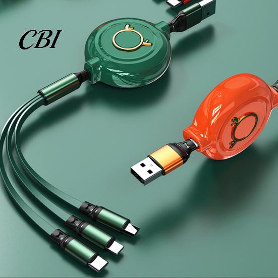 Быстрое зарядное устройство с высоким током 3 в 1, телескопический USB-кабель, зарядный шнур 3A для Apple с несколькими интерфейсами, Android, регулируемая длина 30 см - 120 см