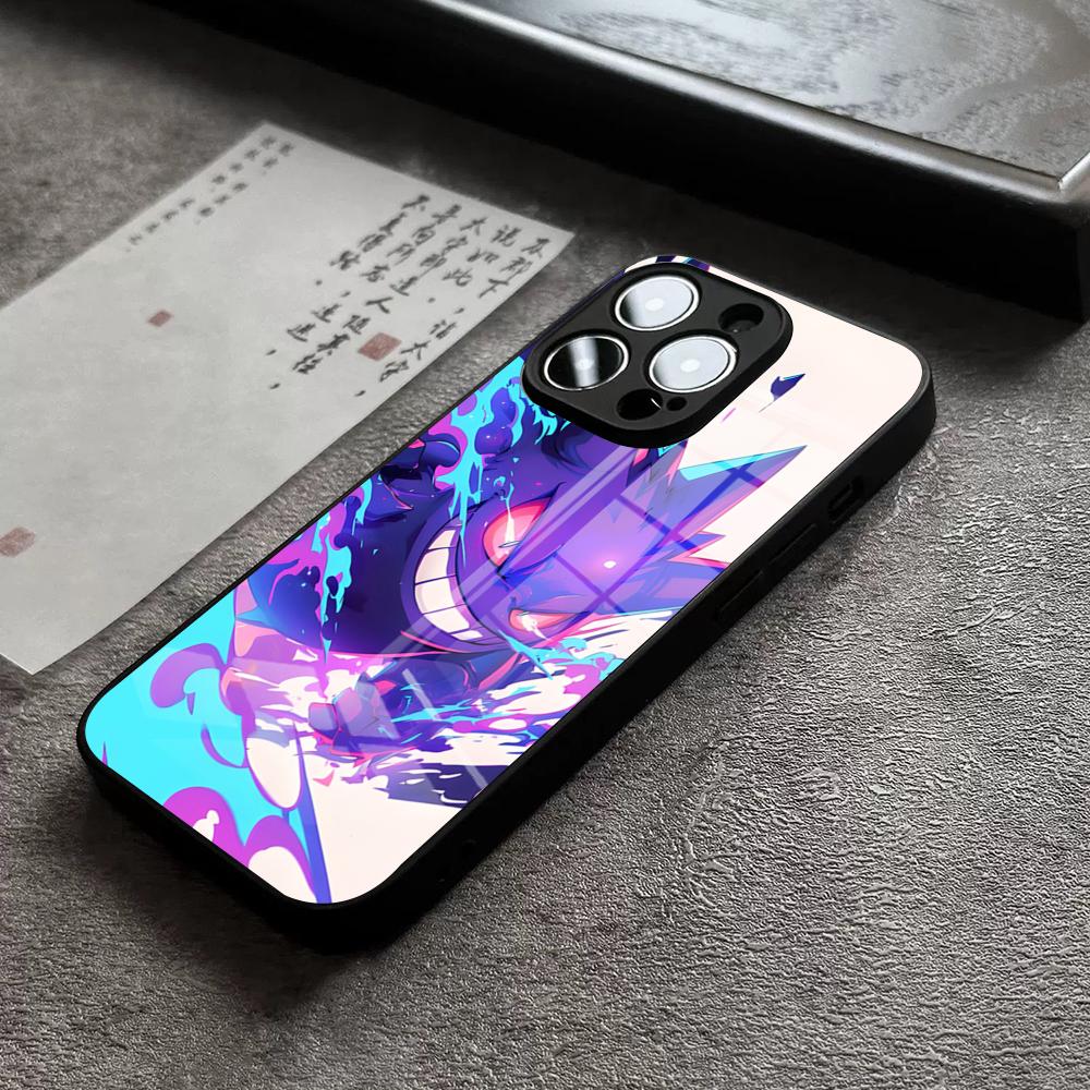 Phone Case For IPhone 17 Pro Max 14 Pro 15 12 11 13 Mini X XR XS 16 Plus SE Glass Cover Anime Pokemons Gengar