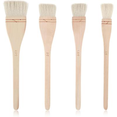 Набор кистей для рисования «Творческий Марк Хейк» из 4 профессиональных мягких белых козьих кистей с вязкой для размывки, фоновой работы, акварели и керамики