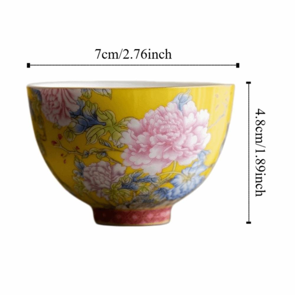 6pcs/set Chinese Style Ceramic Cup Flower Enamel Cup Kung Fu Tea Set Tea Cup Office