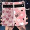 Gold Pink Rose Glitter Hearts For Google Pixel 8 7 6 Pro 6A 5 4 5A 4A 3A XL 5G Phone Case Shockproof Soft TPU Transparent Cover