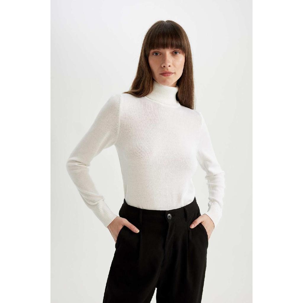 Regular Fit Soft Textured Turtleneck Basic Plain Knitwear Sweater H1651az24wn