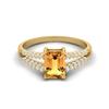 7X5MM Octagon Citrine Gemstone 925 Sterling Silver Gold Plated Solitaire Split Shank Women Wedding Ring