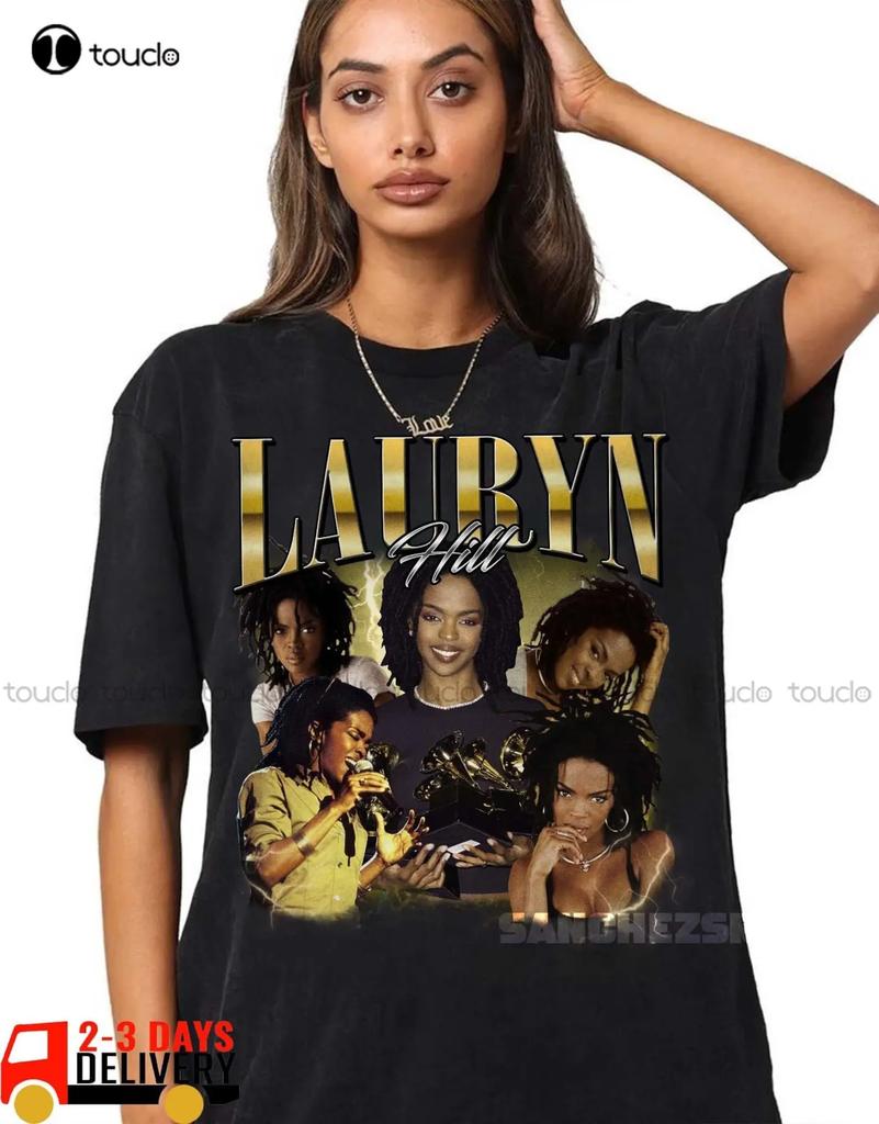 Винтажная стираная футболка Lauryn Hill Хип-хоп R&B Рэпер Графическая Унисекс Футболка Печать На заказ Подарок XS-5XL Печатная Футболка Уличная одежда