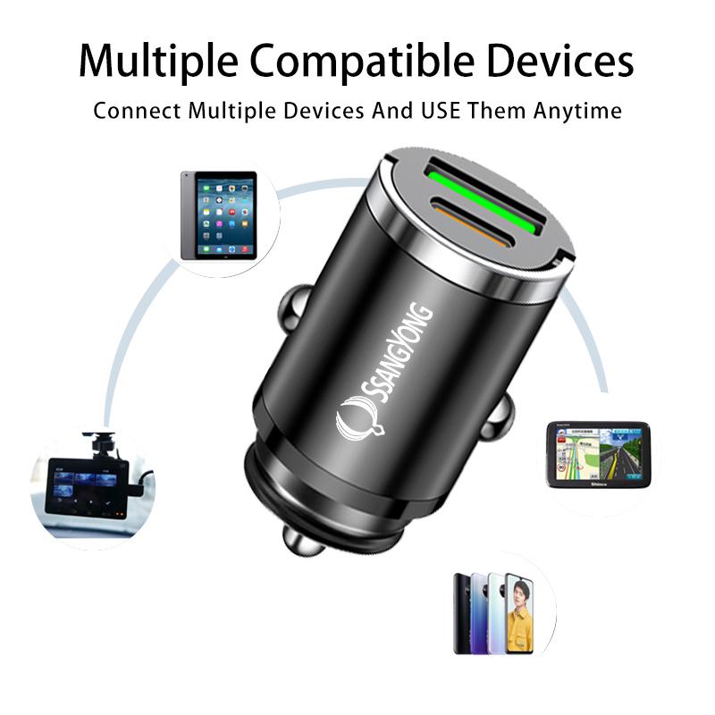 For SsangYong 100W Mini Car Charger Lighter Fast Charging PD USB Type C Phone Charger Kyron Actyon Sport Tivoli Torres Korando fpvcm00