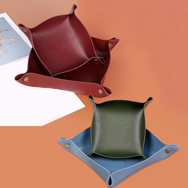 1 шт., ящик для хранения, лоток для хранения, украшение для дома, искусственная кожа, настольное хранилище, портативный