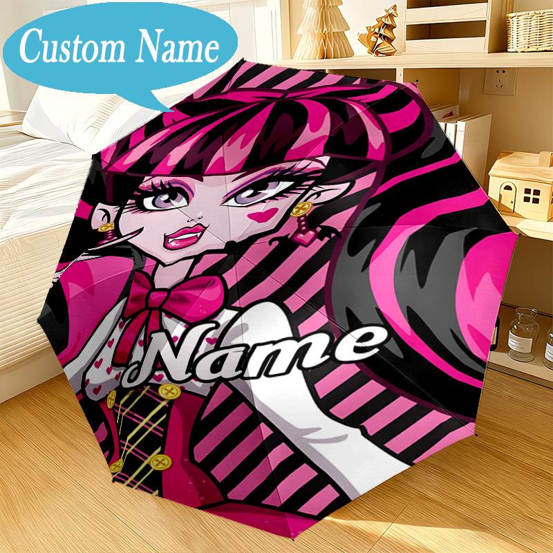Custom Name Umbrella Monster High Artwork Umbrella 8-Frame for Travel, Camping, Casual Lightweight Portable, Essential for Family Gifts