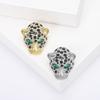Leopard Head Brooch Rhinestone Inlaid Polished Mighty Panther Shape Coat Collar Suit Bag Hat