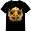 Футболка Rock N Roll Пиво Гитара Крылья Винтажная Музыкальная Графика Ретро Бар Паб Футболка