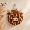 Seasonal Handmade Wall Hanging Highland Cow Pumpkin Patchwork Kit, Fabric Autumn DIY Decorative Textile Art Set Sewing Craft Kit for Beginners,