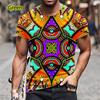 Summer New Summer 3D Abstract Print Short Sleeve T-shirt Oversized Men's Casual Creativity T-shirt Loose Top Casua