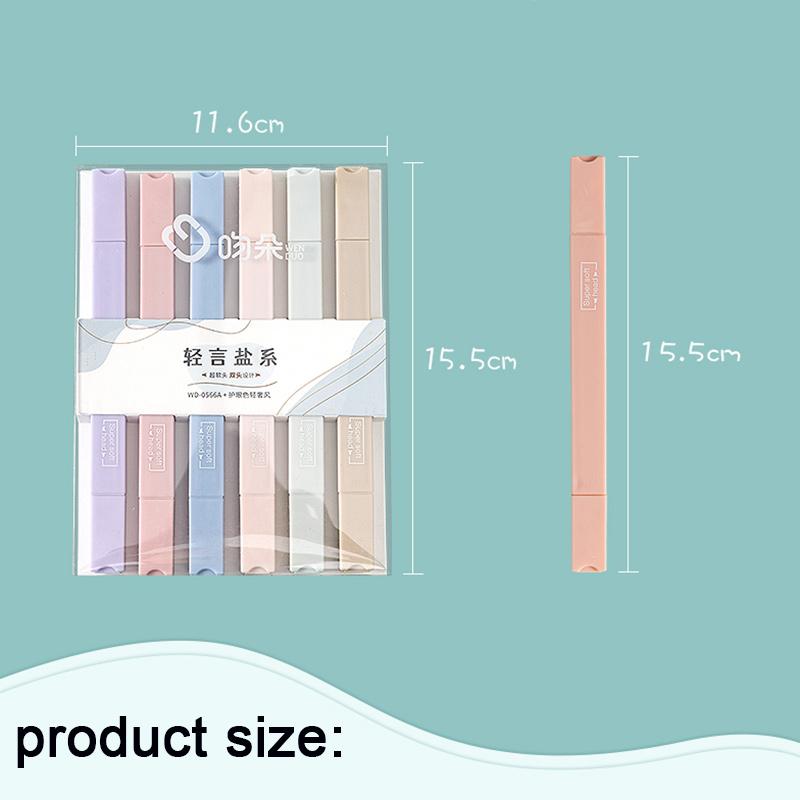 6 шт./компл. ручки-маркеры с двойной головкой, художественный маркер Kawaii, круглая форма, цветная ручка в стиле манга, канцелярские принадлежности, студенческие принадлежности для самостоятельного изготовления