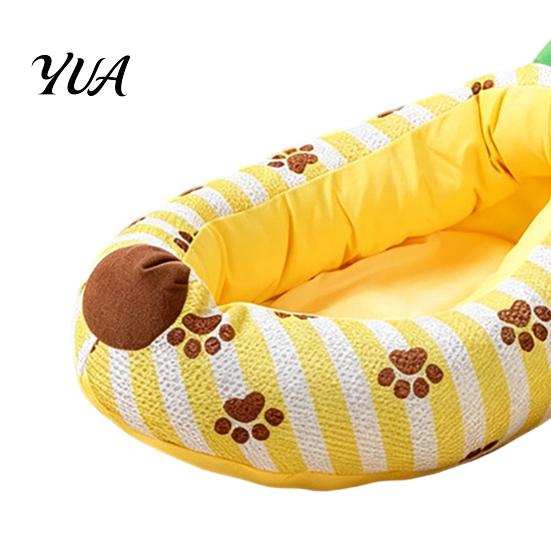 Cozy Kitten Sleeping Mat Banana Cat Bed, Snuggle Bed with Raised Edge, Soft Pet for Cats Breathable Mesh Cover, Funny Indoor Small Dogs