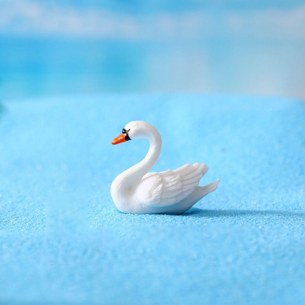 Cute Swan Miniatures Animal Lover Swan Ornaments Cartoon Goose Model  Decor Accessories
