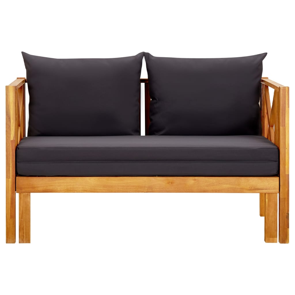 2 Seater Garden Bench with Cushions 122 cm Solid Acacia Wood