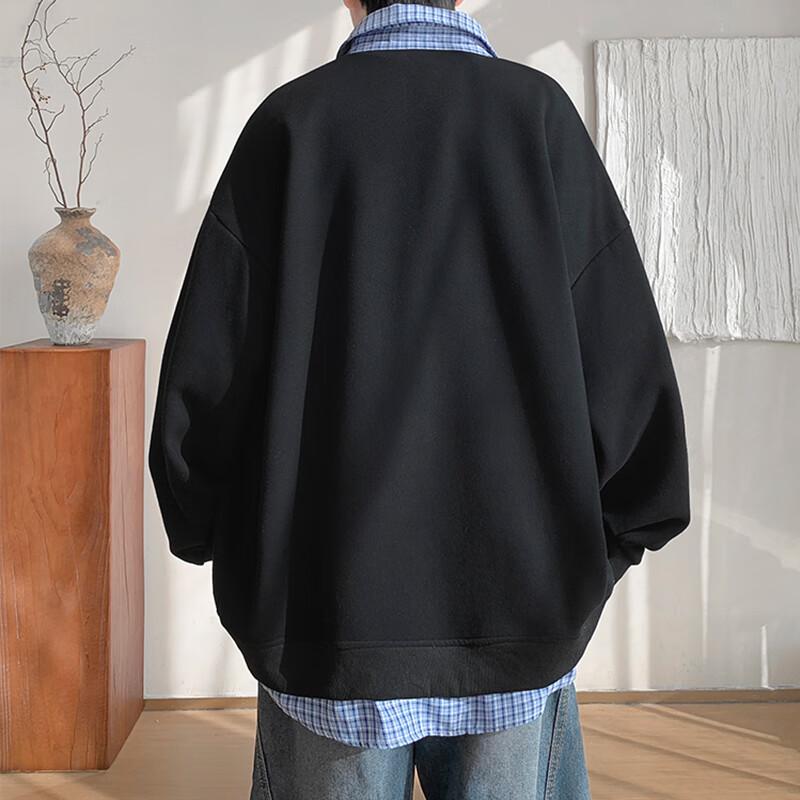 NASA MARVEL Men's Faux Layered Plaid Sweatshirt