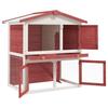 Rabbit Hutch with 3 Doors Red Wood