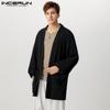 INCERUN Мужские тонкие кимоно-кардиганы с рукавами «летучая мышь» и открытым передом