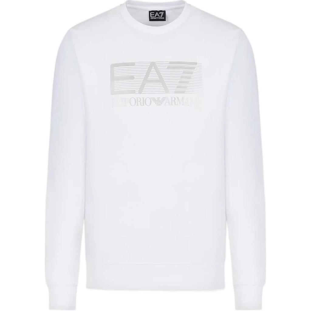 Emporio Armani FW22 Серия EA7 Свитшот с принтом логотипа-буквы, с круглым вырезом, с длинным рукавом, мужской свитшот Белый 6LPM60-PJ05Z-0100