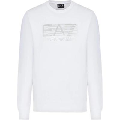 FW22 Серия EA7 Свитшот с принтом логотипа-буквы, с круглым вырезом, с длинным рукавом, мужской свитшот Белый 6LPM60-PJ05Z-0100