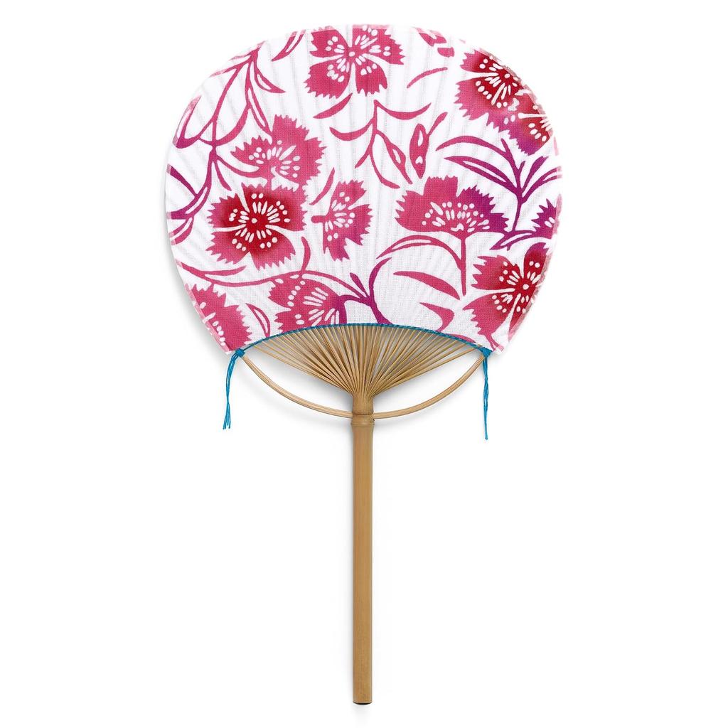 Takeo Paper Products Bamboo Uchiwa Nadeshiko White Made Japan Traditional Craft Chusen Dyeing Summer Gift