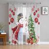 Christmas Snowman Pine Branch Curtains For Living Room Bedroom Home Decoration Window Voile Tulle Curtain Drapes