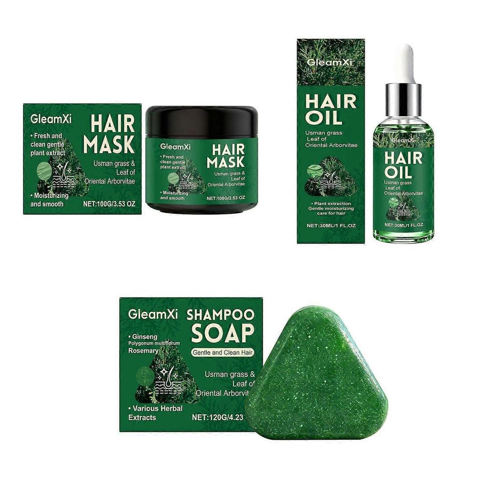 Hydrating Hair Care Set - Shampoo Bar + Hair Mask + Hair Oil for Moisturized, Shiny & Voluminous Hair | Nourishing Formula, Scalp Massage-Friendly, Bo