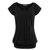 Elegant Women's Fashion Summer V-neck Short Sleeve Pleated Loose Blouse Plus Size