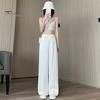 Wide Leg Pants for Women High Elastic Waist Casual Loose Straight Pants Satin Long Trousers for Summer Spring Fall